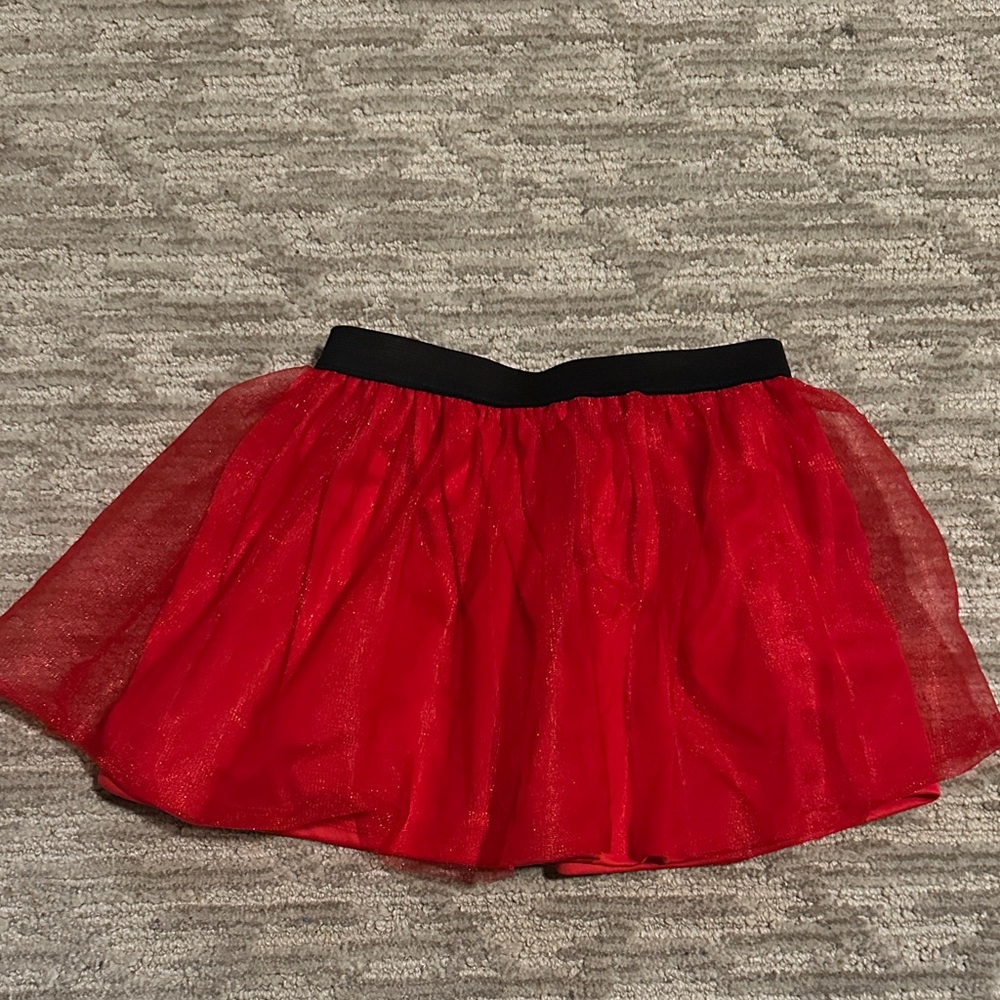 Girls Red Tulle/glittery Skirt/Tutu
